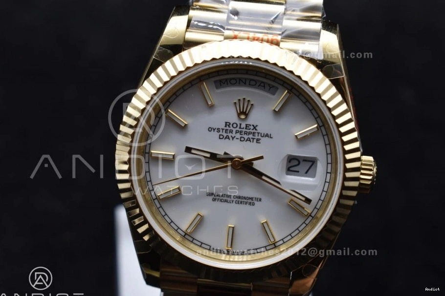 Dial DayDate Bracelet YG Markers On Tungsten White Steel A2836 40 GMF V2 President Stick 904L Weighted 0223